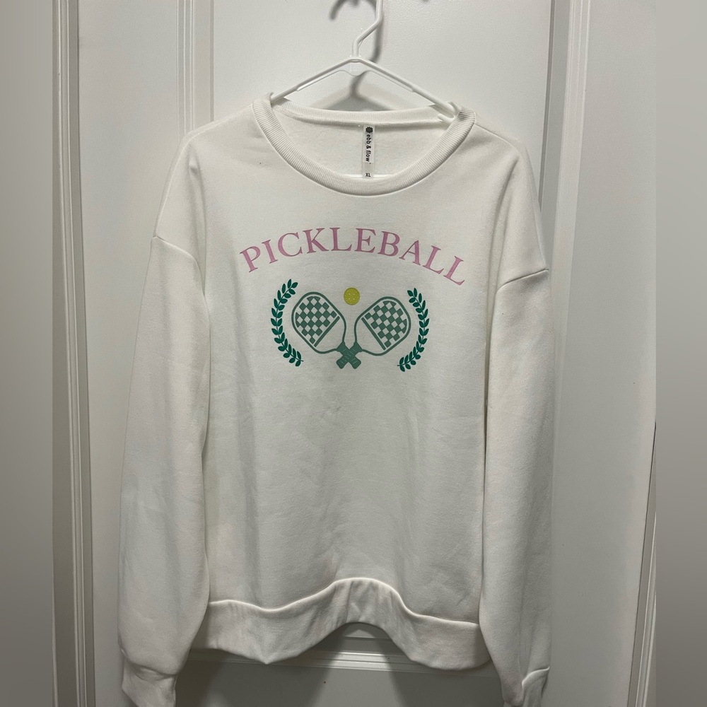 Ebb And flow pickleball Sweatshirt White, Pink And Green Women’s xL NWT